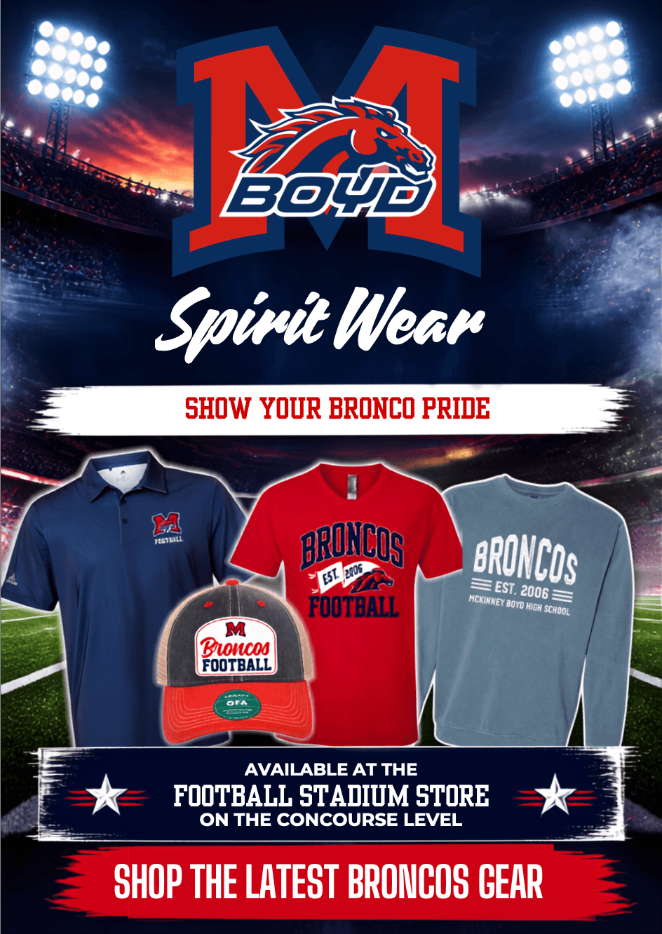 McKinney Boyd Football Booster Spirit Wear promotional flyer